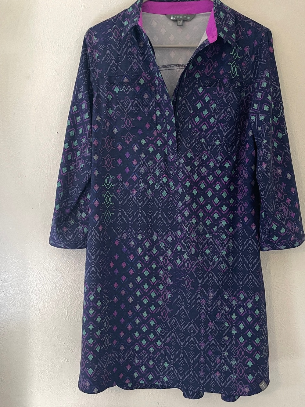 Title Nine Adventurista Longline Tunic Multicolor Geometric Long Sleeve M